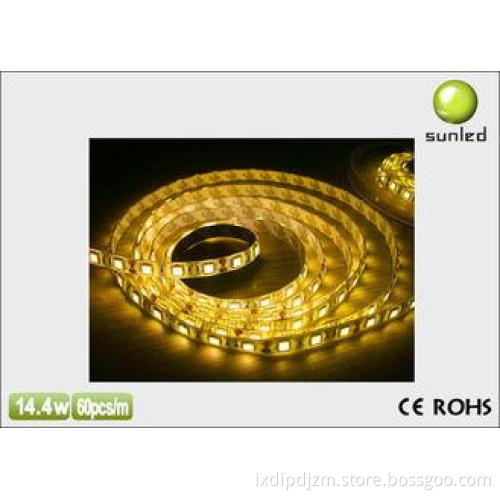 Yellow Waterproof SMD Flexible LED Strip Light 5050 14.4W /